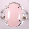 Cluster Rings Finger Ring for Woman Natural Stone Gem Oval Beaded Pink Crystal Justerbar smyckespresent 1 st Z184