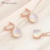 Necklace Earrings Set S&Z DESIGN Fashion Classic Round White Green Opal Drop Pendant For Women Elegant Jewelry
