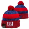 Men Knitted Cuffed Pom New York Beanies NY NYG Bobble Hats Sport Knit Hat Striped Sideline Wool Warm BasEball Beanies Cap For Women A10