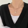 Collier pull avec étiquette anglaise, Style Cool, personnalité Hip Hop, Niche légère, chaîne de clavicule Simple, accessoires