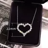 Pendant Necklaces Sweet Romantic Silver Color Hollow Heart Necklace White Zircon Women's Chain Cocktail Party Jewelry Birthday Gifts