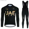 Wielertrui Sets Nieuwe Gouden Jumbo Wielertrui Team 2024 VAE Pro Bike Maillot Broek Pak Mannen Vrouwen Winter Uitwerpselen bicyc Kleding Q231107