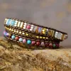 Bracelets porte-bonheur multicouche Boho cuir Wrap Bracelets haut de gamme jaspes impériaux cristal fait à la main cordon perlé Bracelate Homme femmes Bijoux 230404