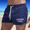 Men's Shorts Custom Your Logo Summer Beach Swim For Men Casual Fitness Sport Drawstring Short Low Waist Solid Pant Male Beachwear