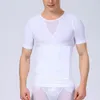 Herr t-skjortor herrar bantning form med blixtlås kort ärmskjorta topp kropp shaper net nylon kompression t-shirts k2