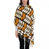 Foulards Multistem Oiseaux Noir Blanc Orange Écharpe Wrap Femmes Longue Hiver Chaud Gland Châle Unisexe Orla Kiely Scandi