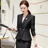Tvådelt klänning formella enhetliga stilar kvinnliga affärsdräkter med kjol och jackor kappa damer kontorsarbete bär professionella blazers set