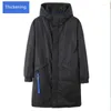 Men's Down 2023 Winter Long Style Leisure Coat Loose Hooded Jacket Thick Warm Mens