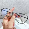 Lunettes de soleil Tendances Bureau Cat Eye Anti Blue Light Lunettes Femmes Blocage Lunettes D'ordinateur Surdimensionné Grande Taille Lunettes Alliage Cadre