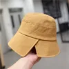 Summer Casual Bucket Hat 100% Cotton Double Side Slit Fisherman Hat Men Women Solid Color Reversible Panama Cap HCS294