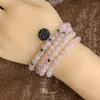 Strand 73cm Bracelete rosa claro para mulheres 6mm Nature Rose Quartzs Cystal Não Jóias de moda de vidro Bracelets de boa qualidade