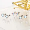 Stud Earrings 925 Silver Needle Moonstone Love Heart Piercing Earring For Women Girls Birthday Jewelry Pendientes Eh1651