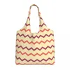 Borse per la spesa Modello Borsa per la spesa colorata a zigzag Borsa a tracolla in tela Borsa a tracolla moderna bohémien portatile di grande capacità