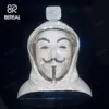 مخصص VVS Moissanite 3D V لـ Vendetta Cartoon Face Pendant Iced Out Hip Hop Style Diamond 925 Silver Pendant for Men