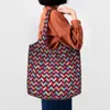 Shopping Bags Colorful Zigzag Pattern Art Groceries Bag Canvas Shopper Tote Shoulder Big Capacity Durable Bohemian Modern Handbag