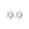 Hoop Earrings Tiny Square CZ Gold Color For Women 925 Sterling Silver Ear Hoops Female Pendiente Jewelry BijouxC-E2607