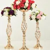 Support d'arrangement de fleurs en métal, 12 pièces, centres de table de fleurs de mariage, support de 20 pouces de haut, Vase de fleur en métal élégant, candélabre doré