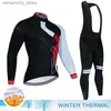 Cycling Jersey Sets Warm 2024 Winter Thermal Fece Cycling Clothes Men Jersey Suit Outdoor Bike MTB Clothing Bib Pants Set Ropa Maillot Ciclismo Q231107