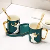 Mugs Ceramics Couple Toothbrush Cup And Tray Set Bathroom Supplies Storage Relief Pattern Mouthwash Cups Water