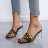 Sandalet moda garip stil topuk pvc şeffaf açık kadınlar sandaletler peep toe yaz tasarım terlik örgü açık kadın ayakkabıları 230404