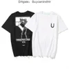 New Brand Summer T-shirt da uomo Offs Tide Argan Oil Painting Arrow Stampa T-shirt da donna da uomo Hip Hop Streetwear Bianco Nero Felpa con cappuccio Back x KQMK