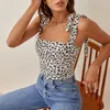 Women's Tanks & Camis Beach Vacation Floral Print Summer Tops Women 2023 Straight Neck Sleeveless Tie Strap Crop Top Back Smocked Fitted Sex