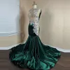 Sexy groene jurken 2023 Zie via Crystal Mermaid Prom jurk kanten applique uitgebroken y2k avondjurken 326 326