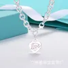 Tiffanybead ketting Tiffanyjewelry Desginer T Email Love Heart Necklace for Women CNC stalen zegel brief perzik hart hanger metaal gevoel dikke ketting kraag