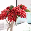 Julekorationer Bunch Mini Christmas Artificial Bright Red Christmas Tree Decoration Artificial Flowers Wedding R231106