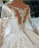Роскошные 2024 Новые цветы свадебное платье с бисером и кристаллами с длинным рукавом и овальным вырезом плюс размер свадебных платьев в арабском стиле в Дубае на заказ Vestidos De Noiva