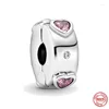 Losse Edelstenen Clip 925 Sterling Zilver CZ Zirkoon Liefde Hart Ster Lijn Charm Kralen Stopper Fit Armband Jewelr