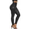 Stroje jogi skórzane legginsy fitness Kobiety spodnie wysoką talię seksowne krągłe elastyczne legginsy modne spodni Leopard 230406