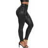 Yoga Outfits PU Couro Leggings Fitness Mulheres Calças Cintura Alta Sexy Curvy Elastic Leggins Moda Stretch Calças Leopardo 230406