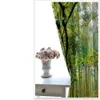 Cortina 3d personalizada de alta qualidade, tecido verde, floresta, janela 3d, para sala de estar, quarto