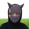 Cycling Caps Masks Halloween Funny Horns Creative Knitted Hat Beanies Warm Full Face Cover Ski Mask Hat Windproof Balaclava Hat fo2804031