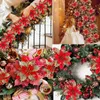Décorations de Noël 1/5pc 14cm Glitter Fleurs de Noël artificielles Arbre de Noël suspendu Bonne année Ornements pour la maison Cadeaux Navidad Fournitures 2023 R231107
