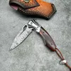 Forged VG10 Damascus Folding Knife Particulate Rosewood Handle Hög hårdhet skarp utomhusjakt Självförsvarsficka Camping EDC Handgjorda knivar