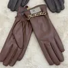 Womens Designer Gloves Classic Vintage Glove Winter Warm Brand Outdoor Riding Ski Glove Black Women Sexy Chain Gloves