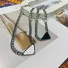 Colar com pingente de triângulo colares de luxo designer para senhoras elegantes joias de rua lindos pingentes banhados a prata colares de corrente de metais unissex ZB011 B23