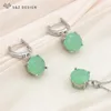 Necklace Earrings Set S&Z DESIGN Fashion Classic Round White Green Opal Drop Pendant For Women Elegant Jewelry