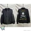 Mastermind Japan Men's Jackets Męskie Mastermind Japan Hafdery Skull do stare uszkodzenie design skórzany rękaw mmj guziki 6 ro49