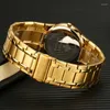 Нарученные часы Wwoor Diamond Watch для мужчин роскошные часы Gold Fashion Причинная нержавеющая сталь водонепроницаемые наручные часы Relogio Masculino