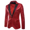 Ternos masculinos brilhantes vermelhos lantejoulas blazers disco glitter festa smoking blazer terno jaqueta para homem natal carnaval traje de halloween xxl