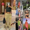 Women New Ballet Tights Waist Guard Pants With Holes Casual Loose Elastic Waist Wide Leg Pants Skinny Maxi Dress