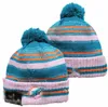 Homens de malha com punho pom miami gorros mia bobble chapéus esporte malha chapéu listrado lã lateral quente gorros de beisebol boné para mulher a2