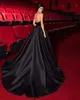 Nowy przyjęcie Czarna Gotycka suknia ślubna A-line Sweetheart Tlee Bless Train Satin Bride Suknie 2024 RABE de Mariage Casamento