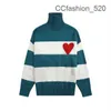 Ami High Collar France Fashion Designers Sweaters De Coeur Embroidered a Heart Pattern Turtleneck Knitted for Men Women BHHN