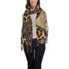 Sjaals Op maat bedrukt luipaardbont met etnische ornamenten Sjaal Dames Heren Winter Warm Tribal Afrikaanse dierensjaals Wraps