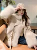 Kadınlar Kürk Sahte Vintage Kalın Moda Sıcak Ceket 2023 Kış Koreli İmitasyon Fox Yastıklı Sokak Çıkışları 231106