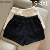 Shorts pour femmes Mink Velvet Femmes Bas Large Jambe Lâche S-4XL Basique All-Match Chic Solide Mode Automne Hiver Femme Quotidien Streetwear